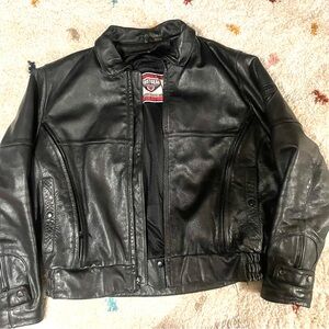 Genuine leather biker bomber jacket